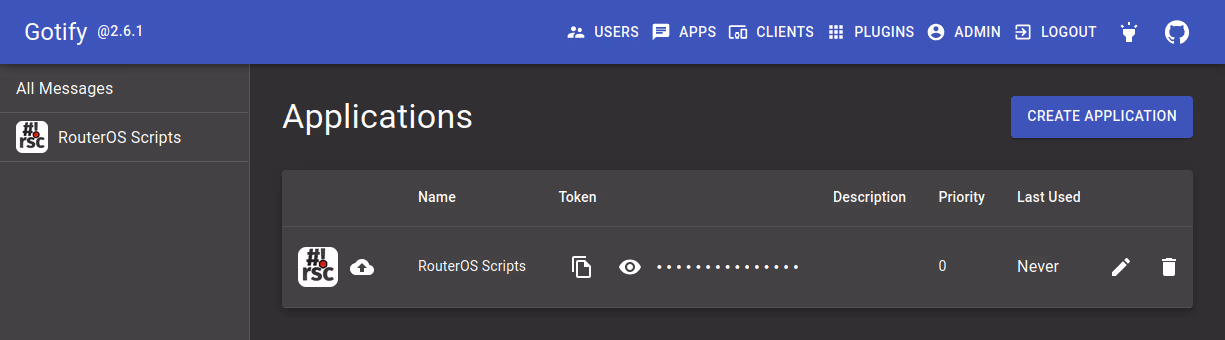 screenshot: Create new app