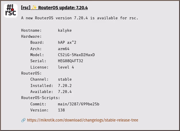 check-routeros-update notification found