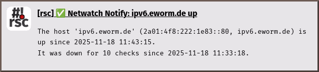 notification: netwatch-notify up