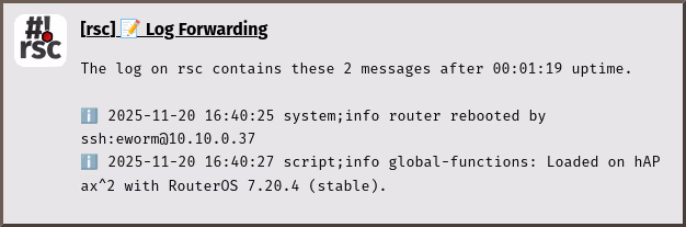log-forward notification info
