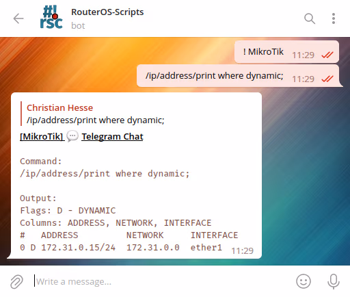screenshot: chat to specific device