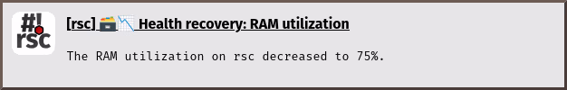 check-health notification ram utilization ok