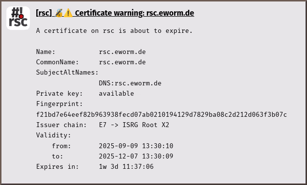 check-certificates notification warning