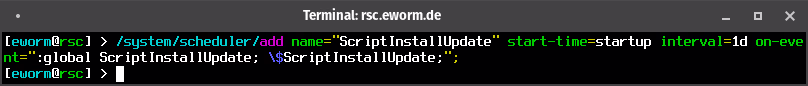 screenshot: schedule update