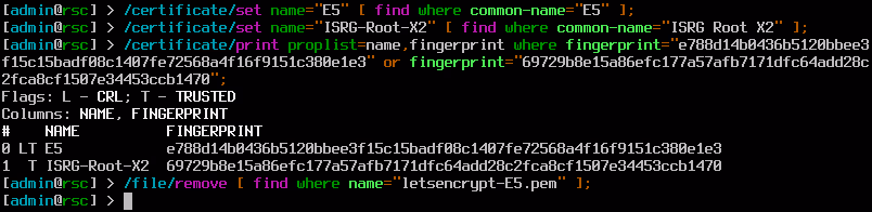 screenshot: check certs