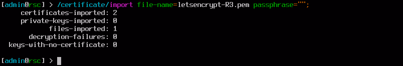 screenshot: import certs