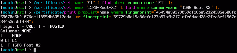 screenshot: check certs